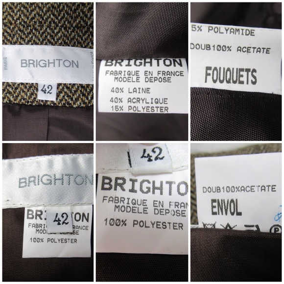 BRIGHTON Vintage Tweed Harringbone Blazer Jacket Skirt Set Womens Size 42 US 12 - Picture 12 of 13
